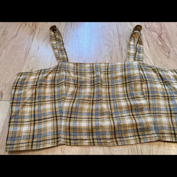 NWOT American Eagle yellow plaid cropped tank - Picture 2 of 3